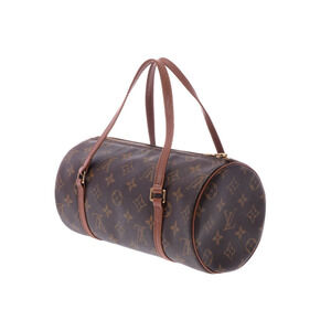Louis Vuitton Papillon Handbag Monogram Leather Brown